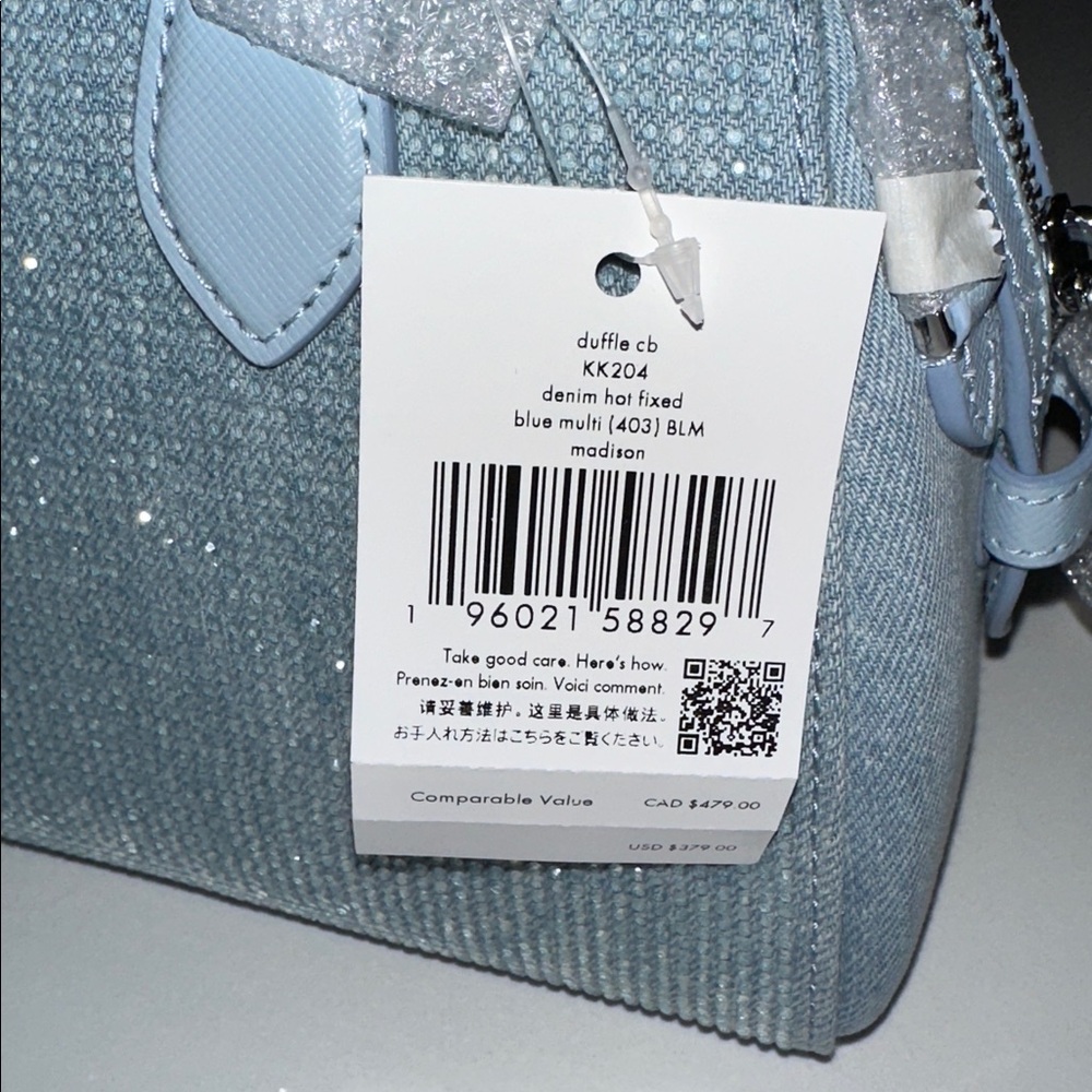 Kate Spade “Madison” Studded Denim Small Dolly Duffle Bag Purse Crossbody - Picture 8 of 8